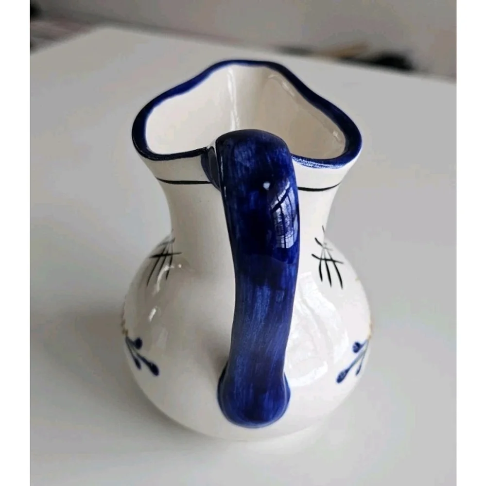 Mexican Ceramic Floral Pitcher | Hand Applied Raised Slip | Signed H Mex Acosta